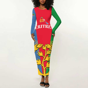 Personalised Eritrea Long Sleeve Bodycon Dress Eritrean Map Mix African Pattern Simple Style