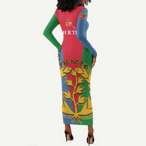 Personalised Eritrea Long Sleeve Bodycon Dress Eritrean Map Mix African Pattern Simple Style