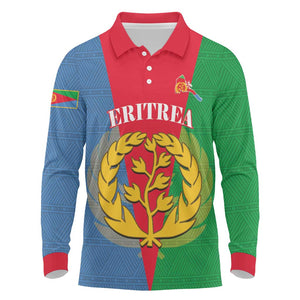 Personalised Eritrea Long Sleeve Polo Shirt Eritrean Map Mix African Pattern Simple Style