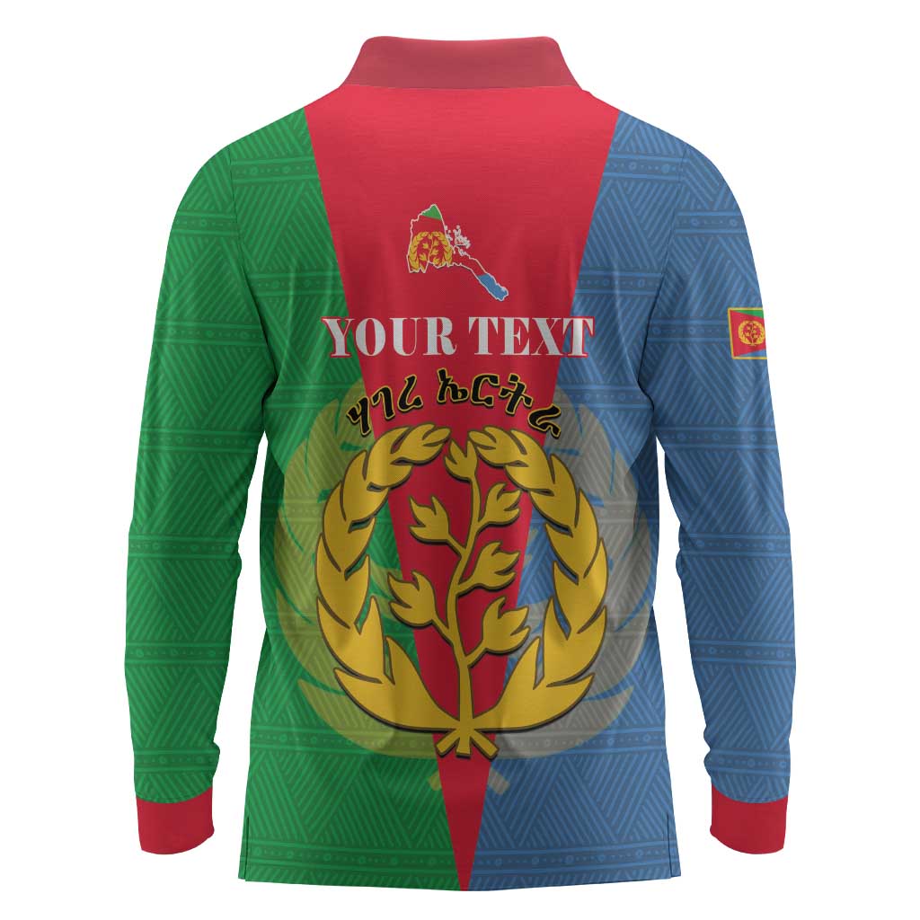 Personalised Eritrea Long Sleeve Polo Shirt Eritrean Map Mix African Pattern Simple Style