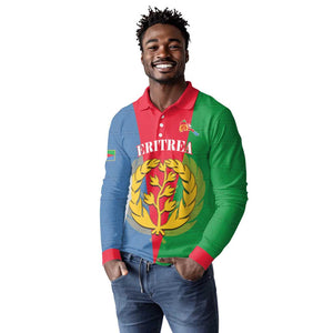 Personalised Eritrea Long Sleeve Polo Shirt Eritrean Map Mix African Pattern Simple Style