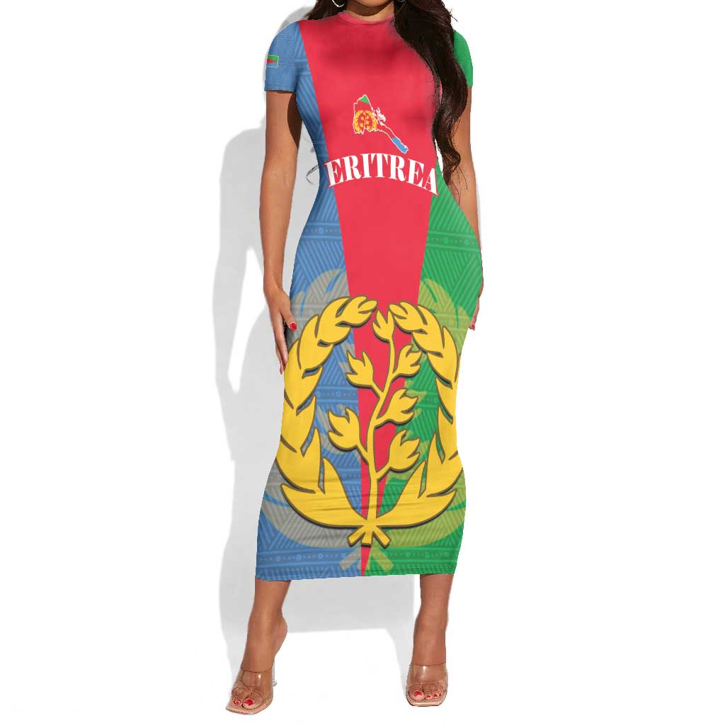 Personalised Eritrea Short Sleeve Bodycon Dress Eritrean Map Mix African Pattern Simple Style