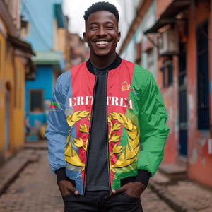 Personalised Eritrea Sleeve Zip Bomber Jacket Eritrean Map Mix African Pattern Simple Style