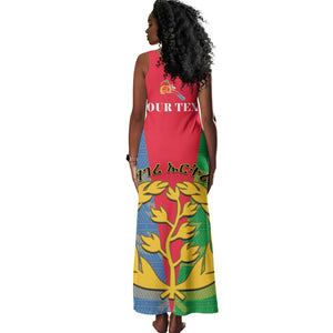 Personalised Eritrea Tank Maxi Dress Eritrean Map Mix African Pattern Simple Style