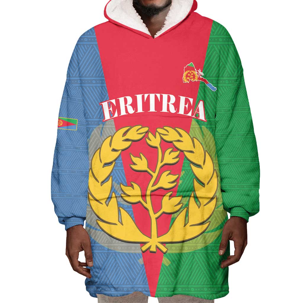 Personalised Eritrea Wearable Blanket Hoodie Eritrean Map Mix African Pattern Simple Style