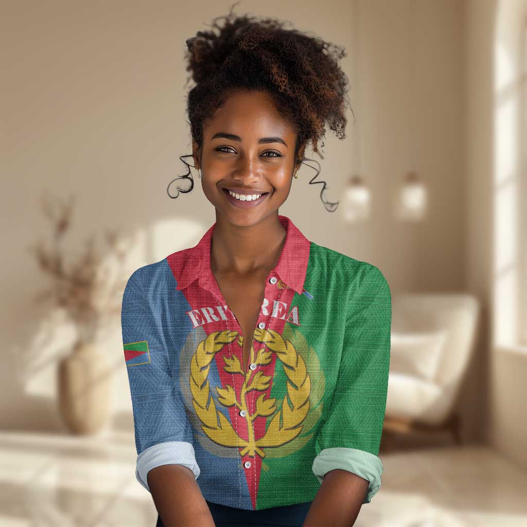 Personalised Eritrea Women Casual Shirt Eritrean Map Mix African Pattern Simple Style