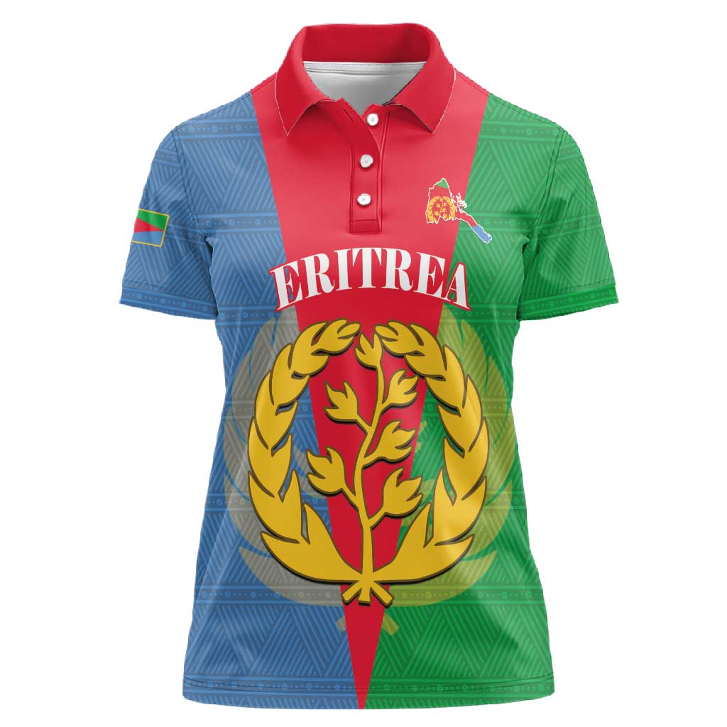 Personalised Eritrea Women Polo Shirt Eritrean Map Mix African Pattern Simple Style