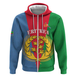 Personalised Eritrea Zip Hoodie Eritrean Map Mix African Pattern Simple Style