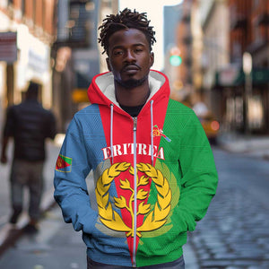 Personalised Eritrea Zip Hoodie Eritrean Map Mix African Pattern Simple Style