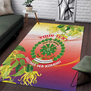 Personalized Comoros Area Rug Coat Of Arms Mix Ylang Ylang Flower