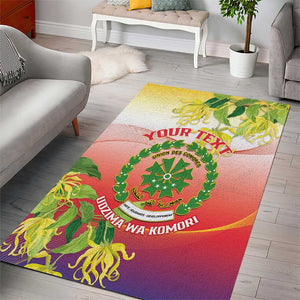 Personalized Comoros Area Rug Coat Of Arms Mix Ylang Ylang Flower