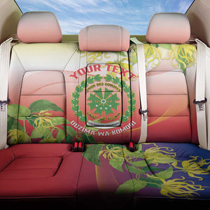 Personalized Comoros Back Car Seat Cover Coat Of Arms Mix Ylang Ylang Flower