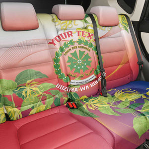 Personalized Comoros Back Car Seat Cover Coat Of Arms Mix Ylang Ylang Flower