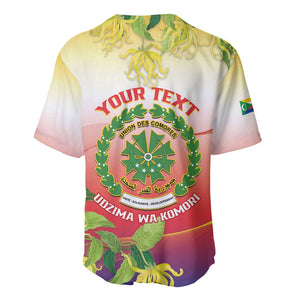 Personalized Comoros Baseball Jersey Coat Of Arms Mix Ylang Ylang Flower