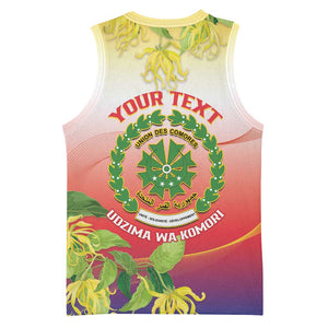 Personalized Comoros Basketball Jersey Coat Of Arms Mix Ylang Ylang Flower LT14