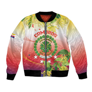 Personalized Comoros Bomber Jacket Coat Of Arms Mix Ylang Ylang Flower