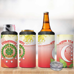 Personalized Comoros 4 in 1 Can Cooler Tumbler Coat Of Arms Mix Ylang Ylang Flower