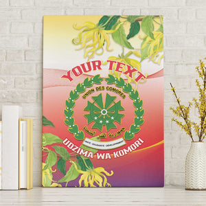 Personalized Comoros Canvas Wall Art Coat Of Arms Mix Ylang Ylang Flower