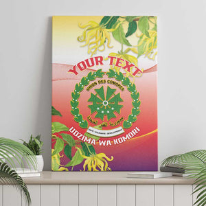 Personalized Comoros Canvas Wall Art Coat Of Arms Mix Ylang Ylang Flower