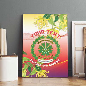 Personalized Comoros Canvas Wall Art Coat Of Arms Mix Ylang Ylang Flower