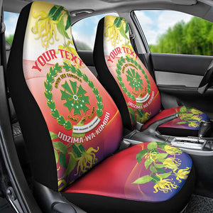 Personalized Comoros Car Seat Cover Coat Of Arms Mix Ylang Ylang Flower