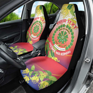 Personalized Comoros Car Seat Cover Coat Of Arms Mix Ylang Ylang Flower