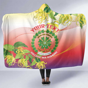 Personalized Comoros Hooded Blanket Coat Of Arms Mix Ylang Ylang Flower