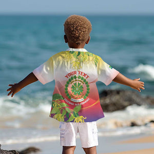 Personalized Comoros Kid Hawaiian Shirt Coat Of Arms Mix Ylang Ylang Flower