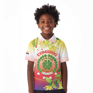 Personalized Comoros Kid Polo Shirt Coat Of Arms Mix Ylang Ylang Flower