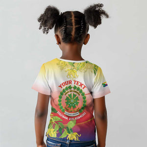 Personalized Comoros Kid T shirt Coat Of Arms Mix Ylang Ylang Flower