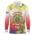 Personalized Comoros Long Sleeve Polo Shirt Coat Of Arms Mix Ylang Ylang Flower