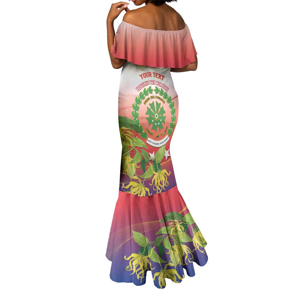 Personalized Comoros Mermaid Dress Coat Of Arms Mix Ylang Ylang Flower
