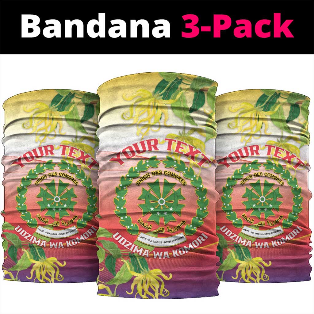 Personalized Comoros Neck Gaiter Coat Of Arms Mix Ylang Ylang Flower LT14