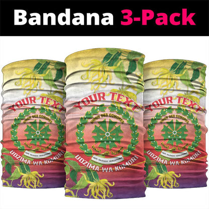 Personalized Comoros Neck Gaiter Coat Of Arms Mix Ylang Ylang Flower LT14