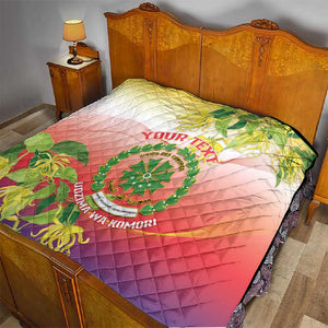 Personalized Comoros Quilt Coat Of Arms Mix Ylang Ylang Flower