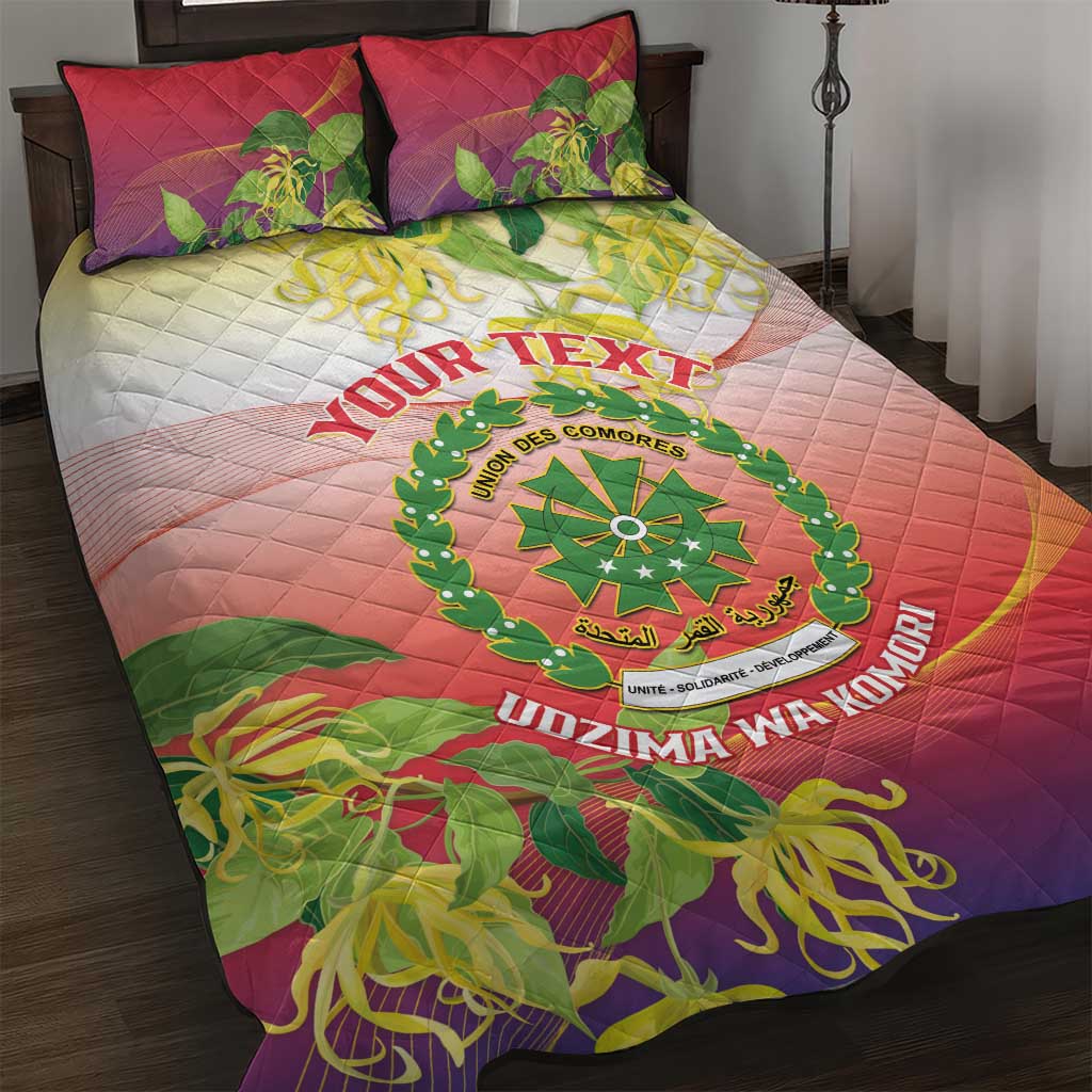 Personalized Comoros Quilt Bed Set Coat Of Arms Mix Ylang Ylang Flower