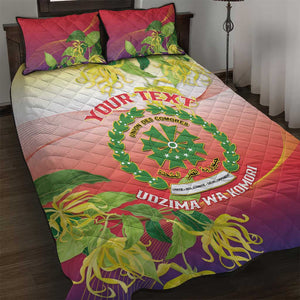 Personalized Comoros Quilt Bed Set Coat Of Arms Mix Ylang Ylang Flower