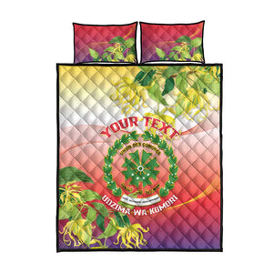 Personalized Comoros Quilt Bed Set Coat Of Arms Mix Ylang Ylang Flower