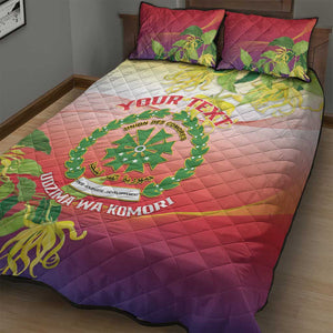 Personalized Comoros Quilt Bed Set Coat Of Arms Mix Ylang Ylang Flower