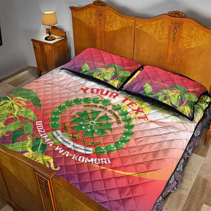 Personalized Comoros Quilt Bed Set Coat Of Arms Mix Ylang Ylang Flower