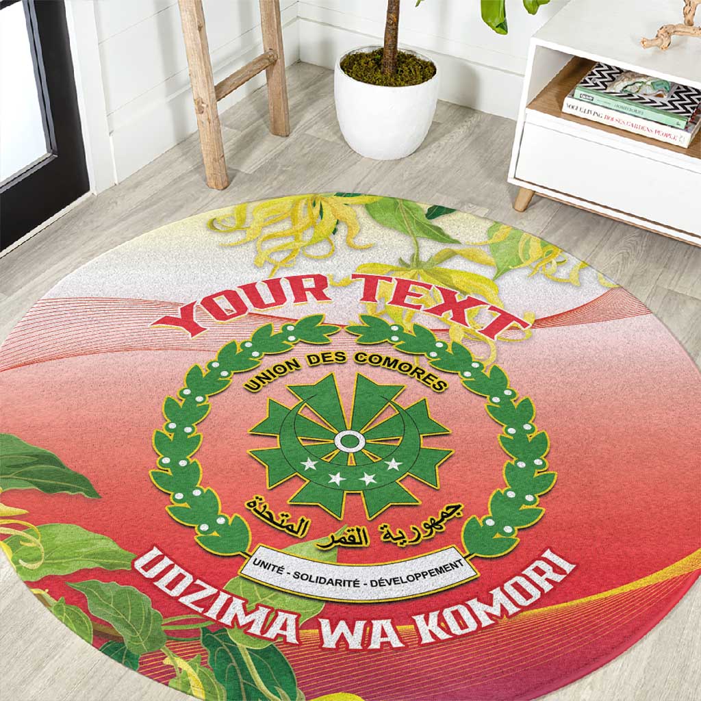 Personalized Comoros Round Carpet Coat Of Arms Mix Ylang Ylang Flower