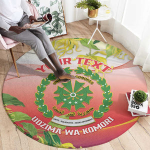 Personalized Comoros Round Carpet Coat Of Arms Mix Ylang Ylang Flower