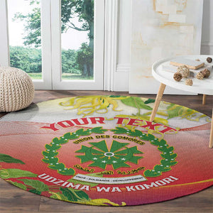 Personalized Comoros Round Carpet Coat Of Arms Mix Ylang Ylang Flower