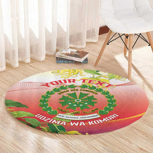 Personalized Comoros Round Carpet Coat Of Arms Mix Ylang Ylang Flower