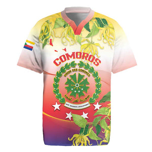 Personalized Comoros Rugby Jersey Coat Of Arms Mix Ylang Ylang Flower