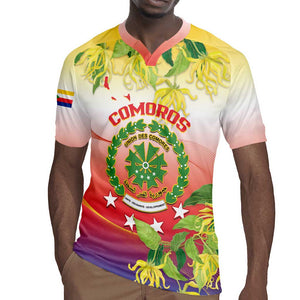 Personalized Comoros Rugby Jersey Coat Of Arms Mix Ylang Ylang Flower