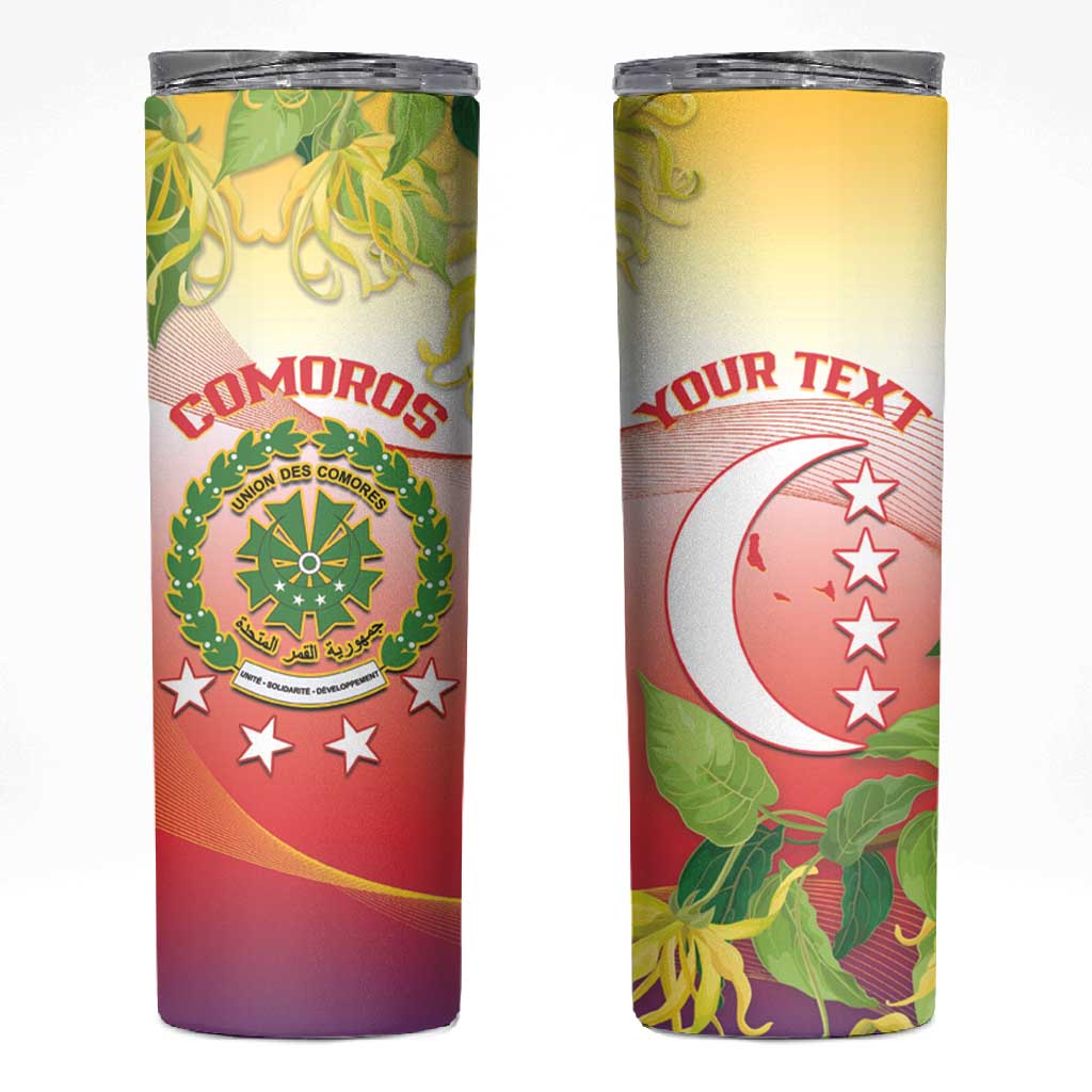 Personalized Comoros Skinny Tumbler Coat Of Arms Mix Ylang Ylang Flower