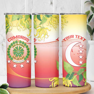 Personalized Comoros Skinny Tumbler Coat Of Arms Mix Ylang Ylang Flower