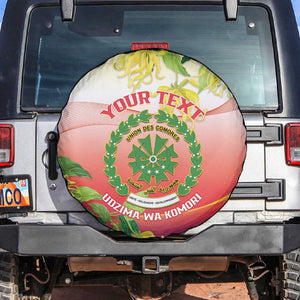 Personalized Comoros Spare Tire Cover Coat Of Arms Mix Ylang Ylang Flower