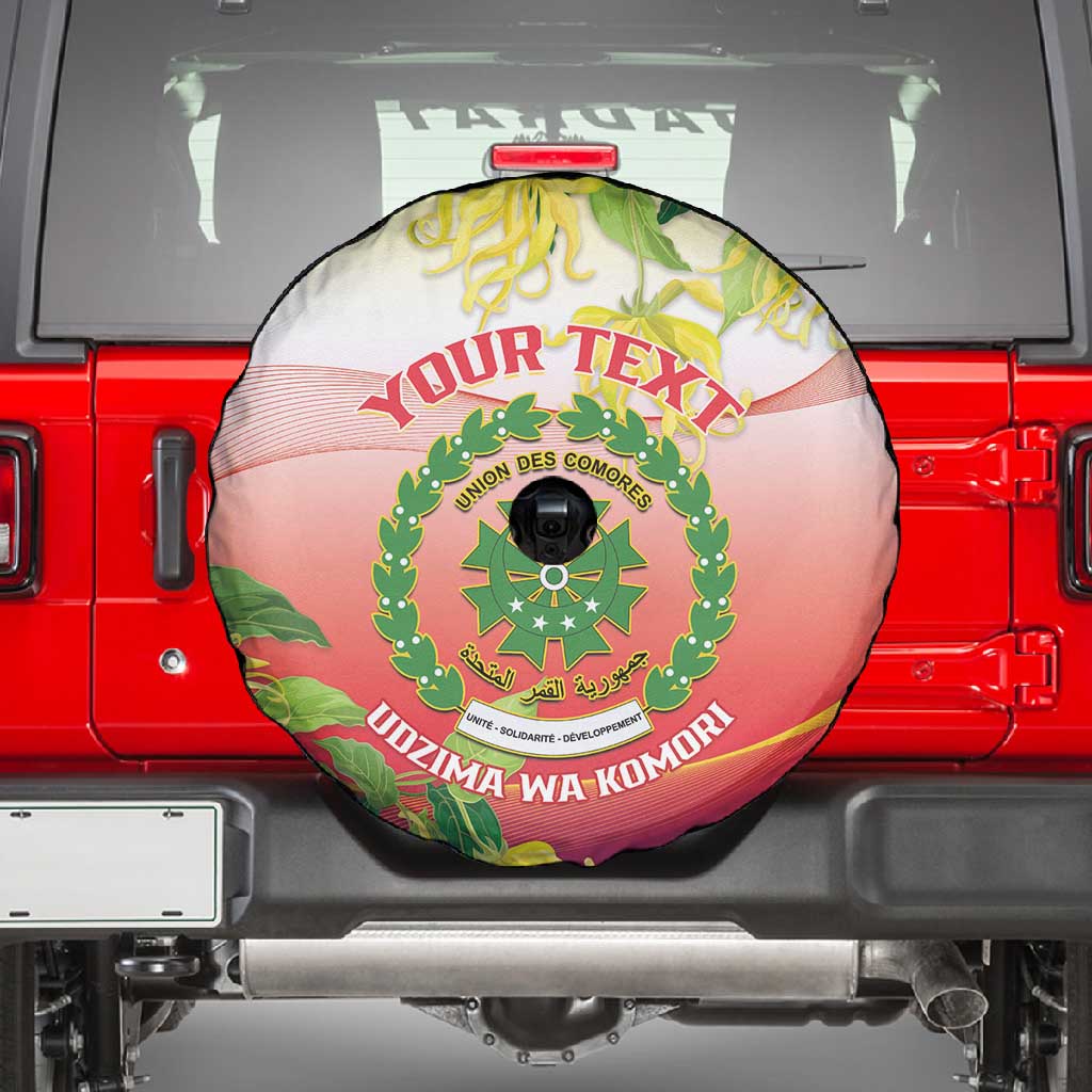 Personalized Comoros Spare Tire Cover Coat Of Arms Mix Ylang Ylang Flower